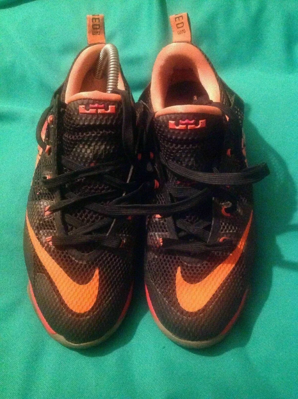 NIKE LEBRON 12 XII BOYS LOW BLACK SILVER ORANGE SNEAKERS 744547-004 SZ 6Y